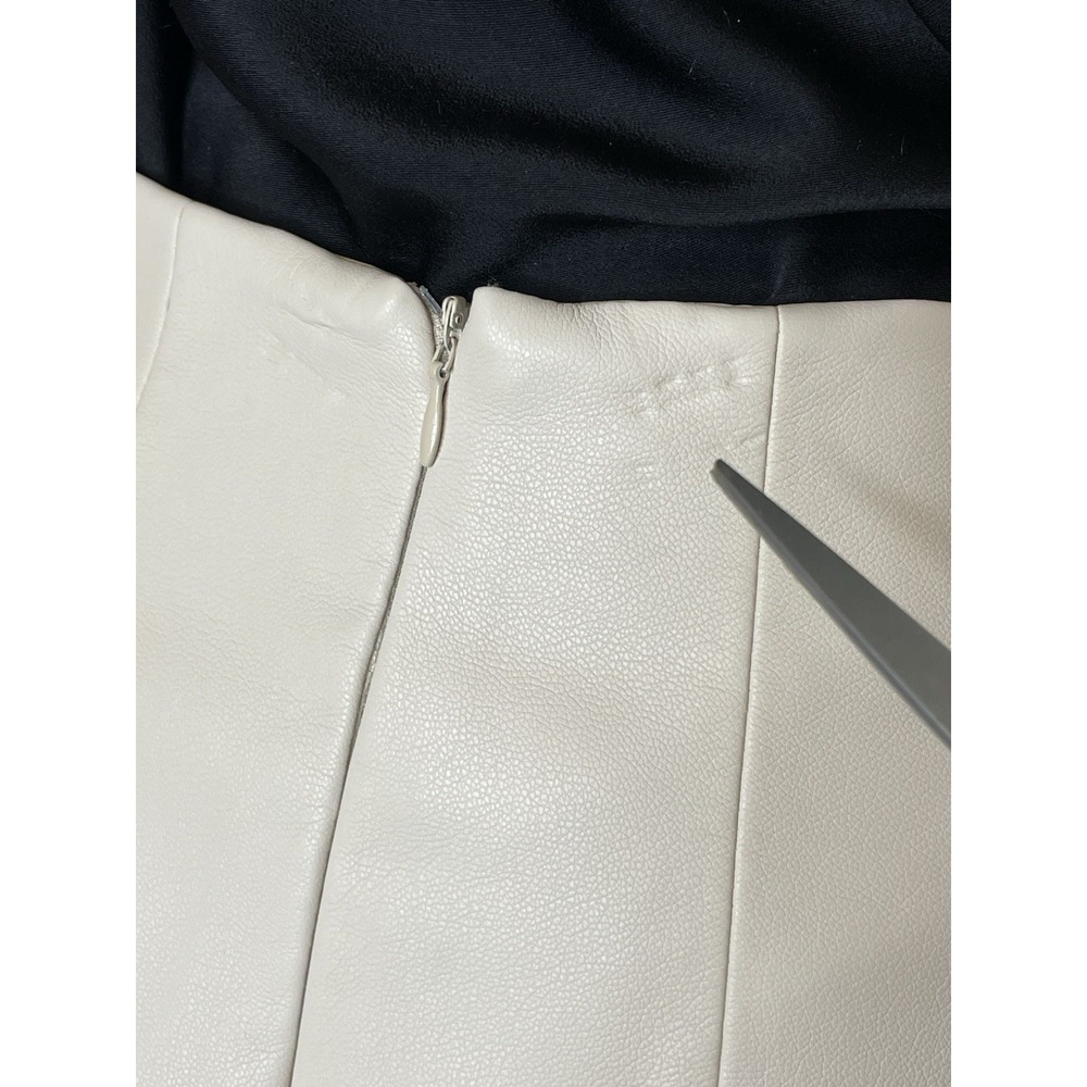Women Skirt Faux Leather A-Line Paneled Mini 6 Cream - Picture 4 of 11